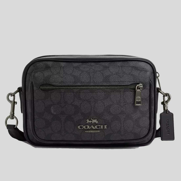 COACH Elias Crossbody In Signature Canvas Charcoal/Black RB-CZ401