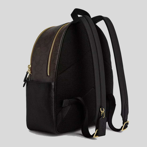 COACH Court Backpack In Signature Canvas Walnut/Black RB-CZ176
