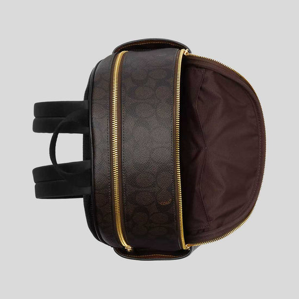 COACH Court Backpack In Signature Canvas Walnut/Black RB-CZ176