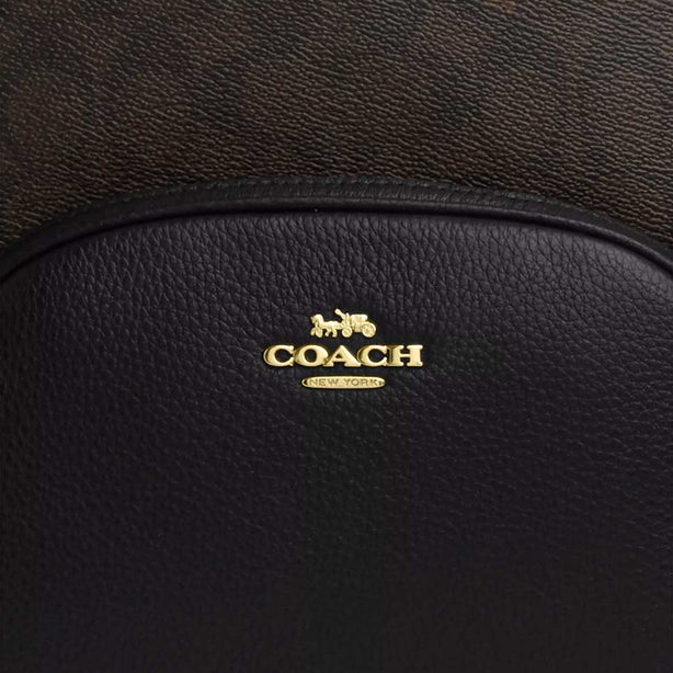COACH Court Backpack In Signature Canvas Walnut/Black RB-CZ176