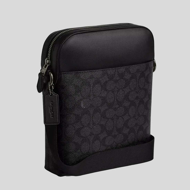 COACH Houston Flight Bag In Signature Canvas Charcoal/Black RB-CZ398