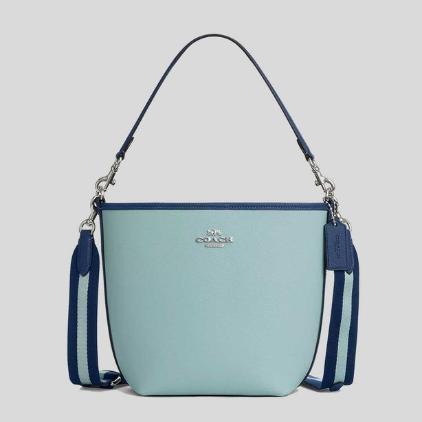 COACH City Bucket Bag In Colorblock Light Blue/Deep Blue RB-CBA54