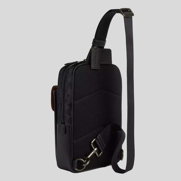 COACH Track Pack In Signature Canvas Charcoal/Black RB-CX880