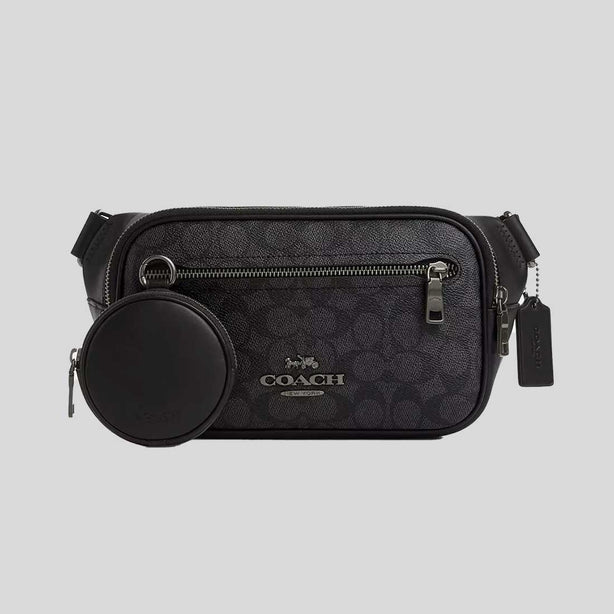 COACH Elias Belt Bag In Signature Canvas Charcoal/Black RB-CZ400