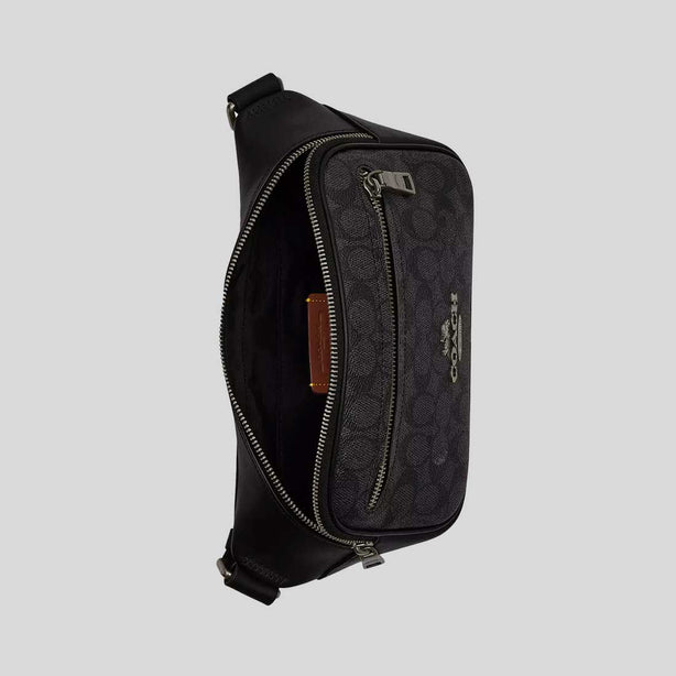 COACH Elias Belt Bag In Signature Canvas Charcoal/Black RB-CZ400
