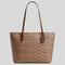 COACH Zip Top Tote Bag In Signature Canvas Tan/Brown RB-CBT20