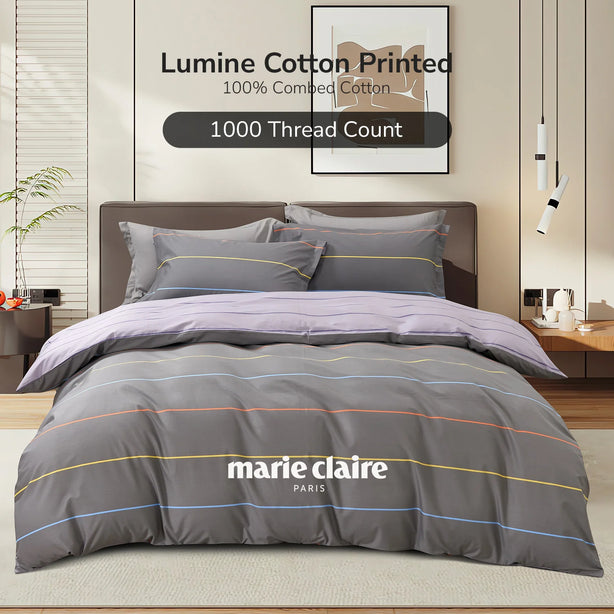 Marie Claire Lumine Printed 100% Combed Cotton 1000TC | Fitted Sheet Set I Bed Set - MC0425CTN-05