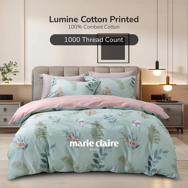 Marie Claire Lumine Printed 100% Combed Cotton 1000TC | Fitted Sheet Set I Bed Set - MC0425CTN-03