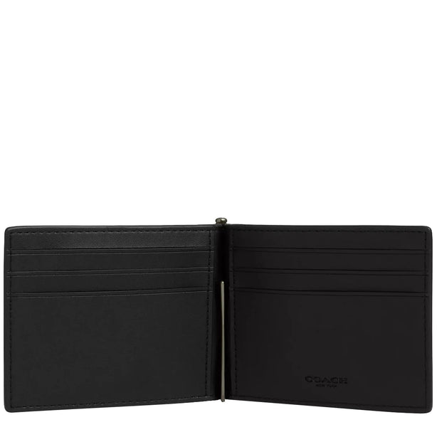 Coach Slim Money Clip Billfold Wallet In Signature Canvas in Charcoal/ Black CY059
