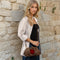 The Patty Pouch Crossbody in Dragon Print Leather with Red Jade Stone