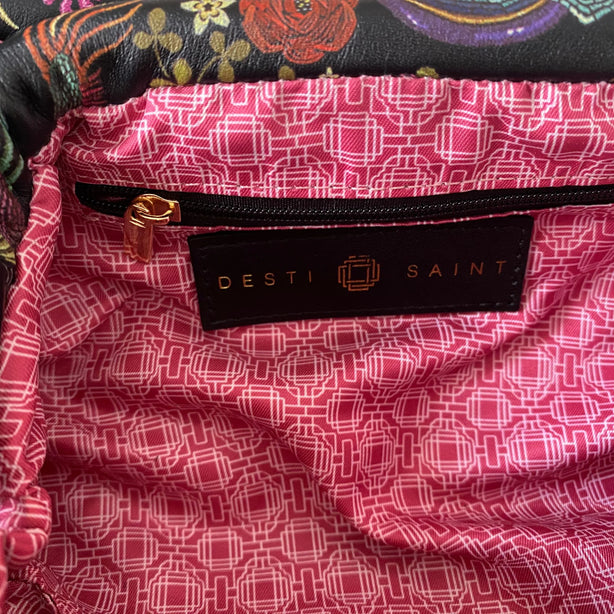 The Patty Pouch Crossbody in Dragon Print Leather with Black Jade Stone