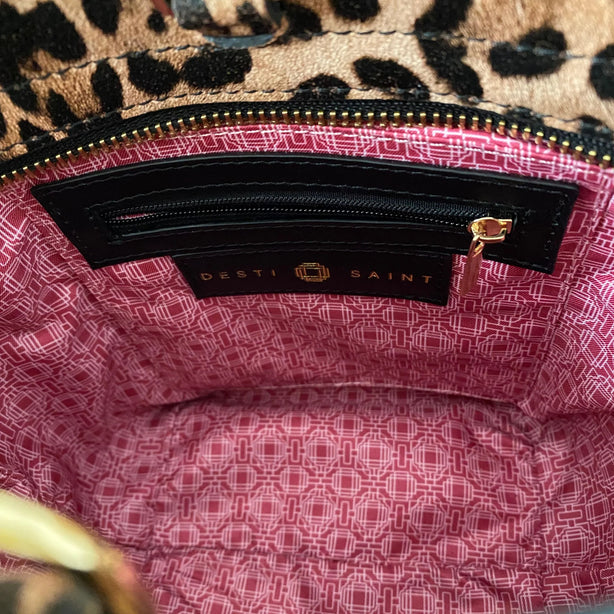 The Noraa Bucket Bag in Leopard with Green Dragon Jade Stone
