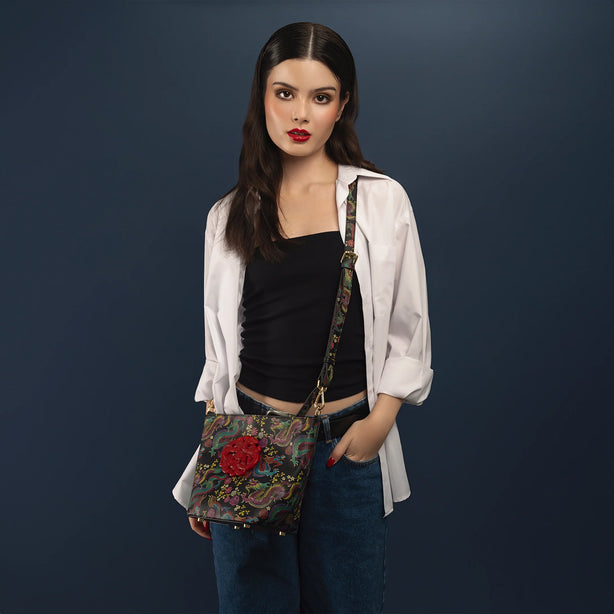 The Noraa Bucket Bag in Dragon with Green Dragon Jade Stone