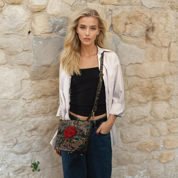 The Noraa Bucket Bag in Dragon with Red Dragon Jade Stone
