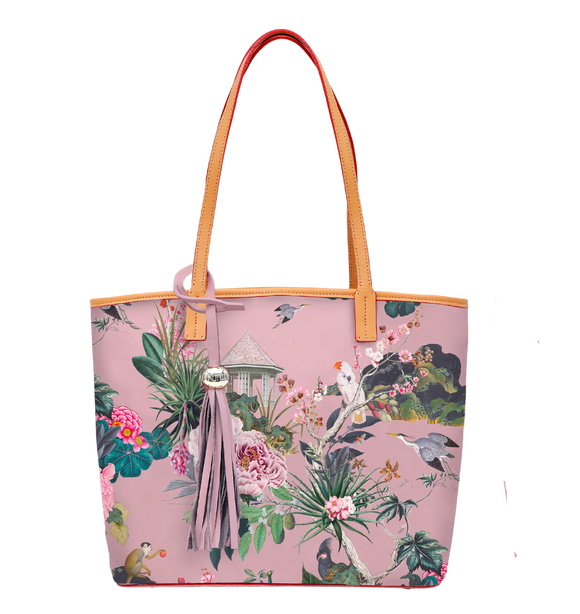 Tree of Life Italian Leather Tote in Blush