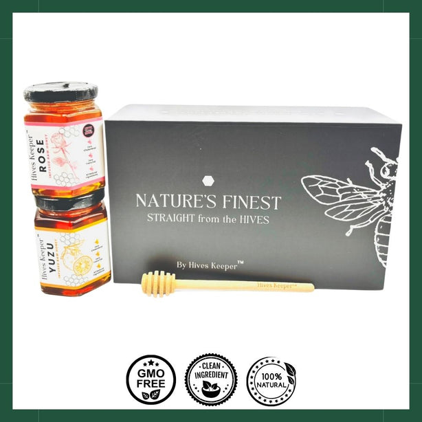 Hives Keeper Mother's Day Limited Edition Rose Infused Raw Honey + Yuzu Infused Raw Honey Gift Set 250g x 2