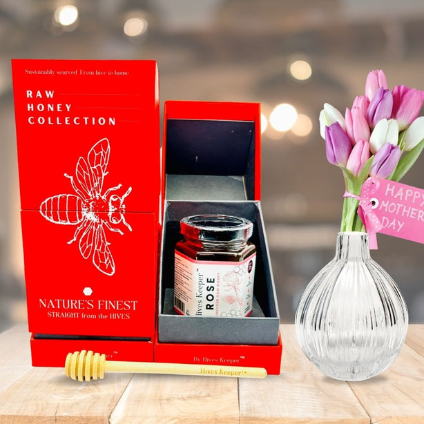 Hives Keeper Mother's Day Limited Edition Rose Infused Raw Honey Gift Set 250g