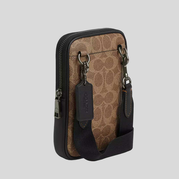COACH Aden Crossbody Bag In Signature Canvas Tan/Black RB-CW364