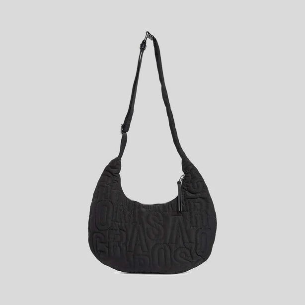 MARC JACOBS SMALL Jumbled Logo Workwear Nylon Shoulder Bag Black RB-4R4HSH018H02