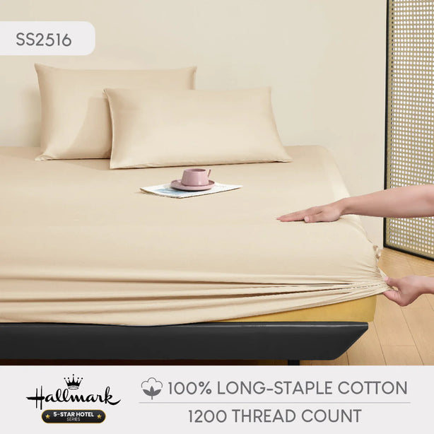 Hallmark 5-Star Hotel Bed Sheet Set - 1200TC - Cream