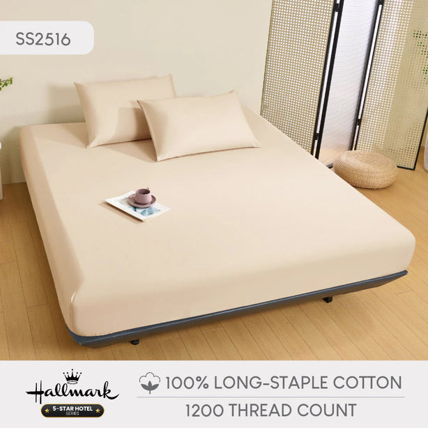Hallmark 5-Star Hotel Bed Sheet Set - 1200TC - Cream