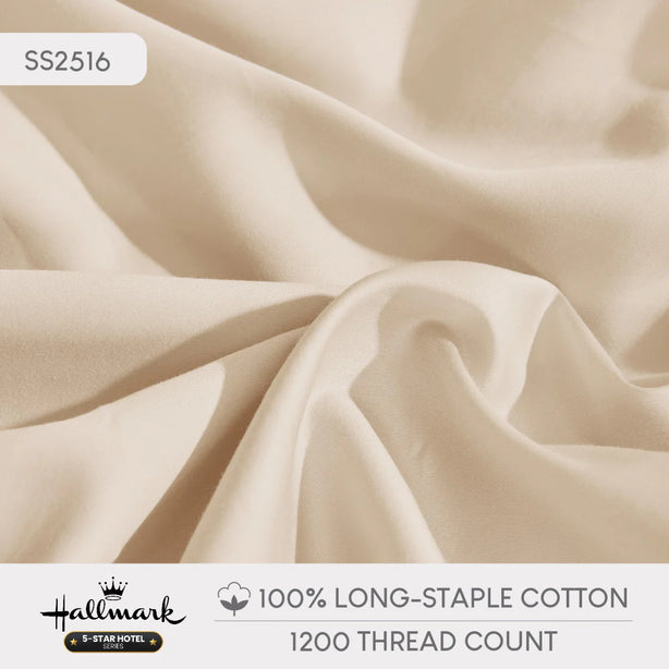 Hallmark 5-Star Hotel Bed Sheet Set - 1200TC - Cream