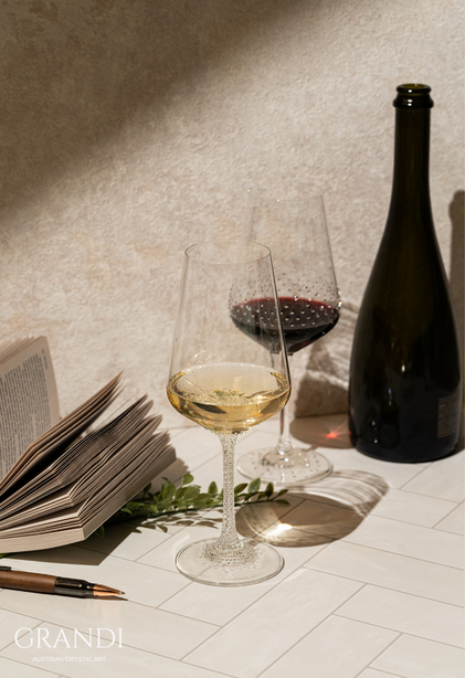 Grandi Andromeda Deluxe Wine Glass 450ml W Swarovski Crystals (2 Pc)