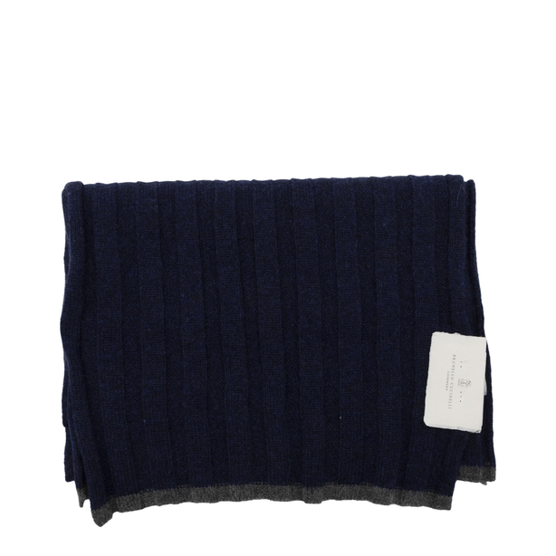 Cashmere Ribbed Scarf - Blue