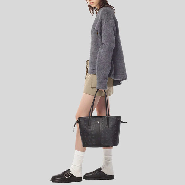 MCM Small Reversible Liz Shopper in Visetos Black RB-MWPDSLR02BK001