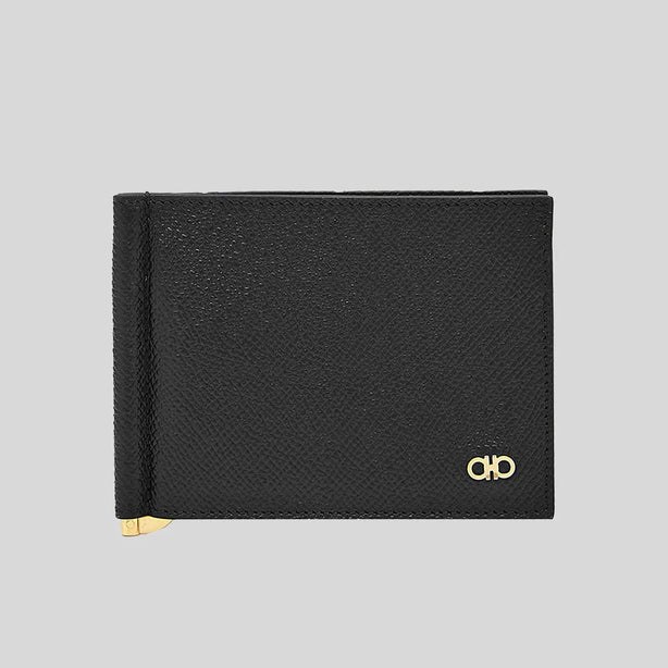 FERRAGAMO Gancini Men's Wallet With Money Clip Black RB-776473