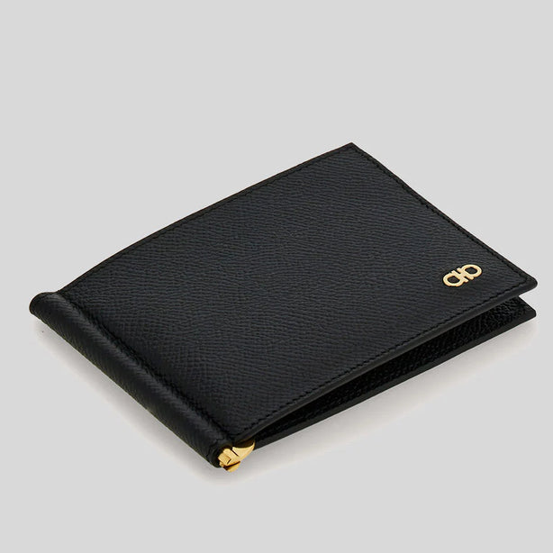 FERRAGAMO Gancini Men's Wallet With Money Clip Black RB-776473