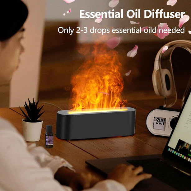 StitchesandTweed Fireplace Flame Diffuser Colourful Night Light - Black