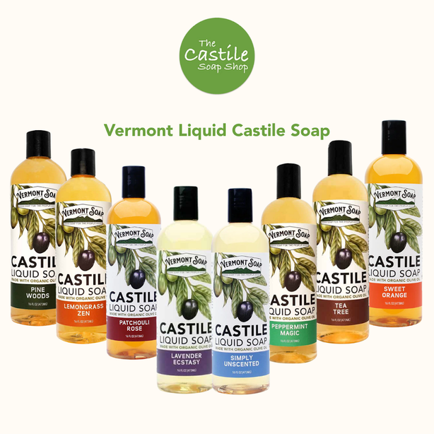 Vermont Castile Liquid Soap - Available In 473ml, 1L, 1.89L