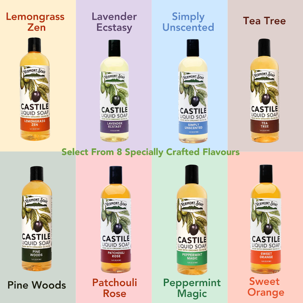 Vermont Castile Liquid Soap - Available In 473ml, 1L, 1.89L