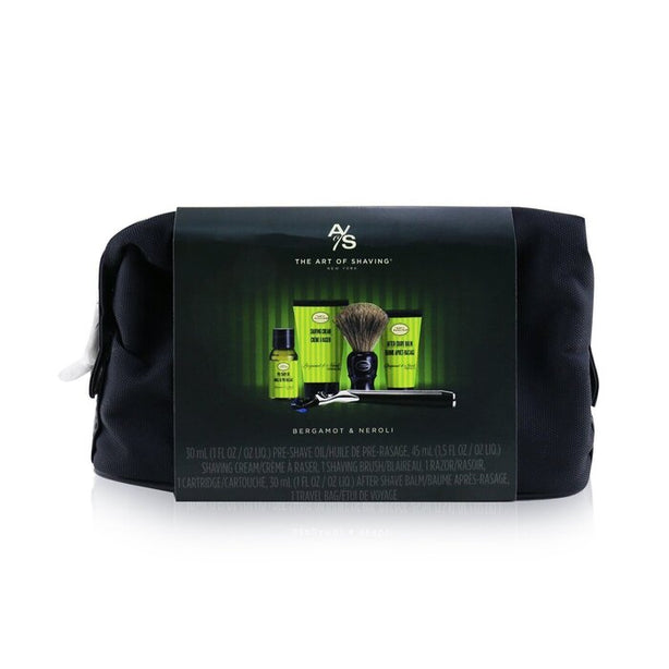 The Four Elements Of The Perfect Shave Set With Bag - Bergamot & Neroli : Pre Shave Oil + Shave Crm + A/s Balm + Brush + Razor - 5pcs+1Bag