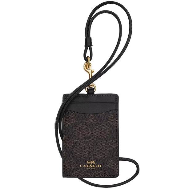Coach Id Lanyard In Signature Canvas in Walnut/ Black CZ285