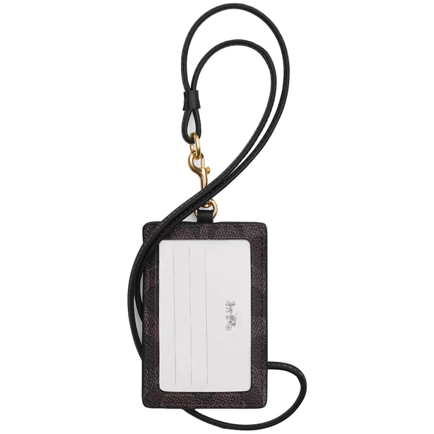 Coach Id Lanyard In Signature Canvas in Walnut/ Black CZ285