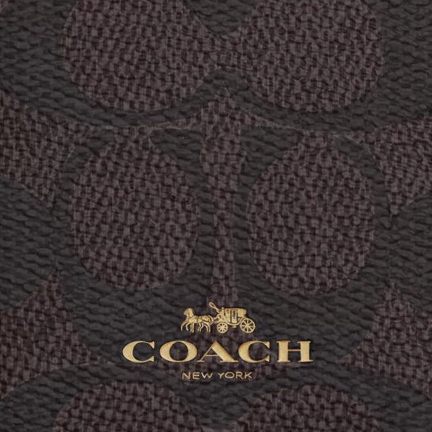 Coach Id Lanyard In Signature Canvas in Walnut/ Black CZ285