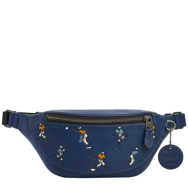 Coach Warren Mini Belt Bag With Baseball Print in Deep Blue Multi CAX43
