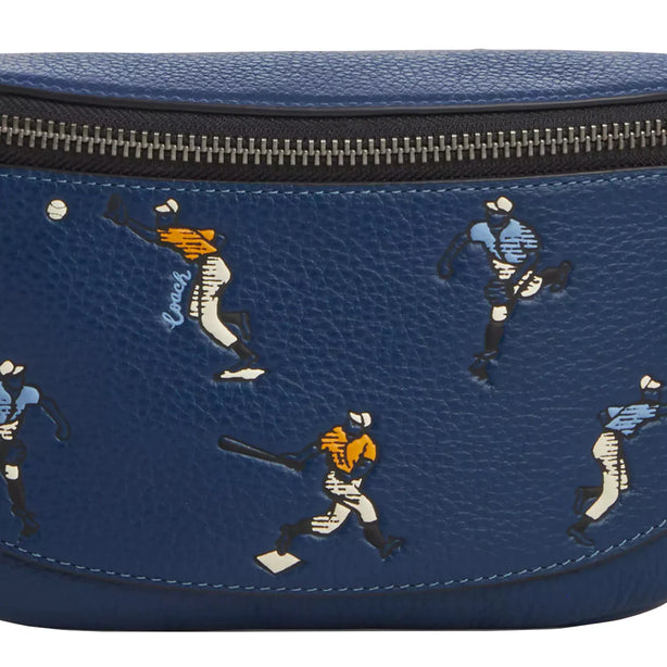 Coach Warren Mini Belt Bag With Baseball Print in Deep Blue Multi CAX43