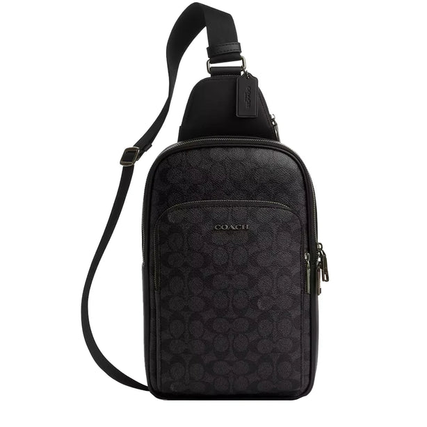 Coach Ethan Pack In Signature Canvas in Charcoal/ Black CZ393