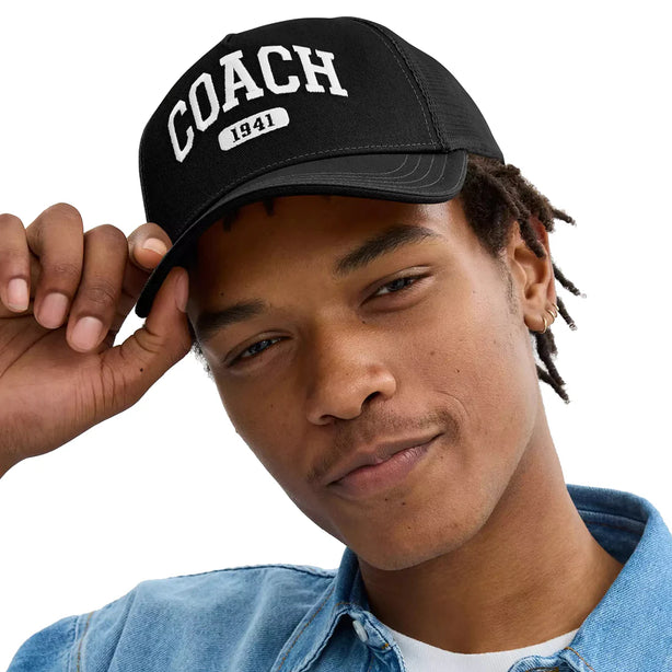 Coach 1941 Embroidered Trucker Hat - Black CAA61 (M/L)