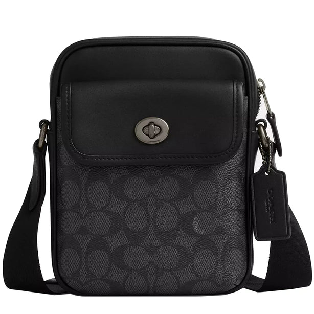 Coach Turnlock Crossbody Bag In Signature Canvas - Charcoal/ Black CAJ30