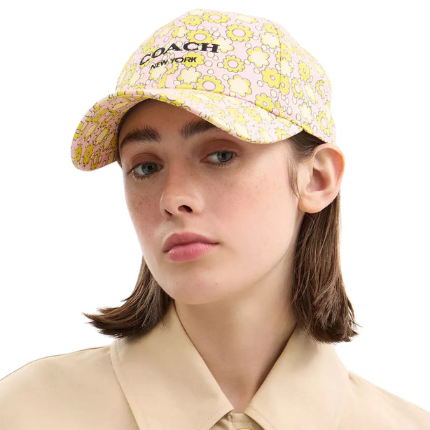 Coach Floral Print Baseball Hat - Lime CBO67
