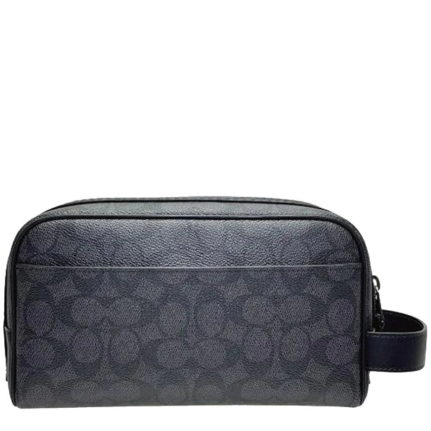 Coach Small Travel Kit Bag In Signature Canvas - Charcoal/ Black CAR15
