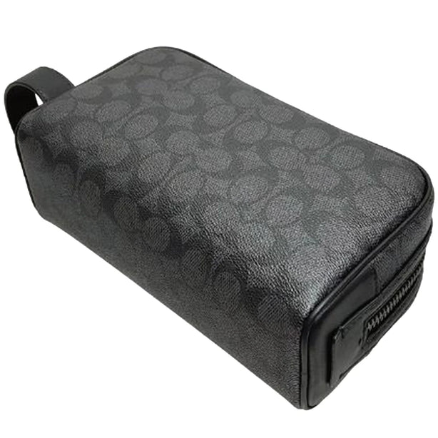 Coach Small Travel Kit Bag In Signature Canvas - Charcoal/ Black CAR15
