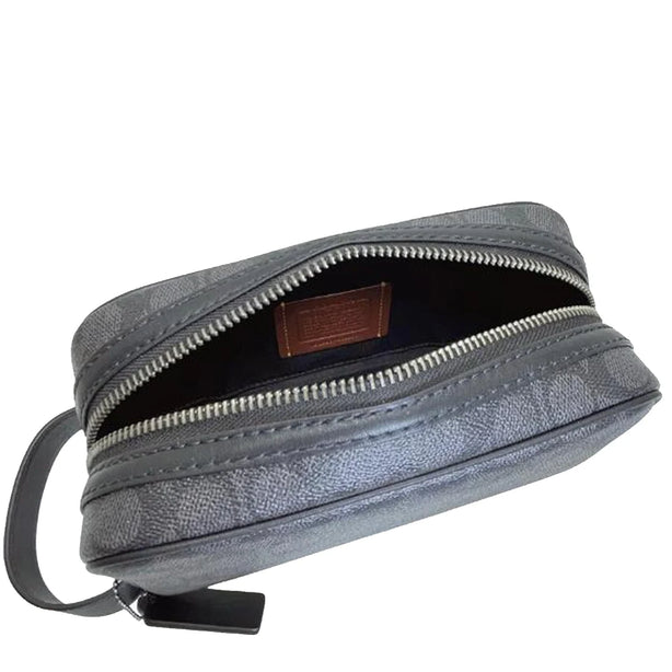 Coach Small Travel Kit Bag In Signature Canvas - Charcoal/ Black CAR15