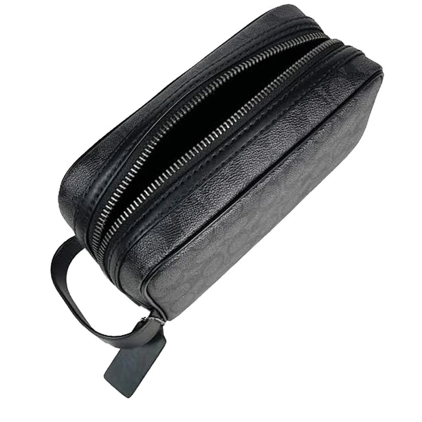 Coach Small Travel Kit Bag In Signature Canvas - Charcoal/ Black CAR15