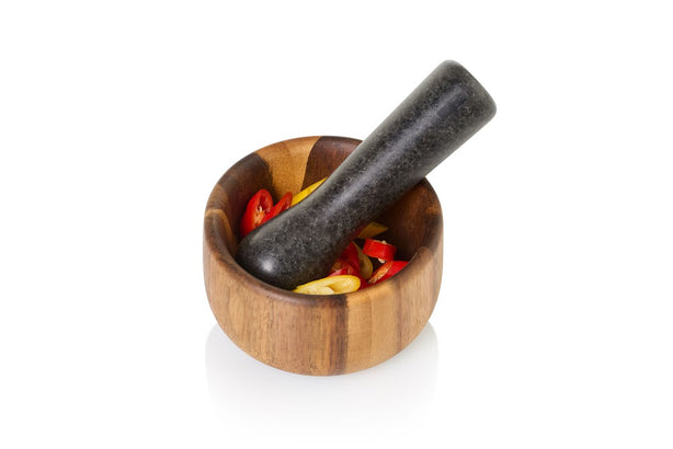 Adhoc Wooden Mortar & Granite Pestle