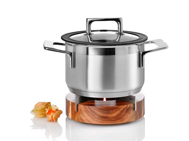 Adhoc Wooden With Stainless Steel Teapot & Food Warmer